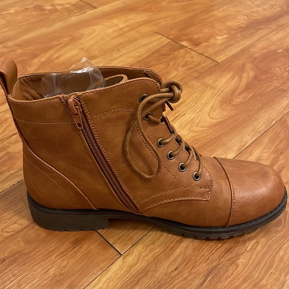 Brown faux leather Booties / Boots / Combat boots - Picture 3 of 11